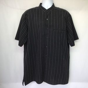 The Point Black Striped Mandarin Short Sleeve 2X